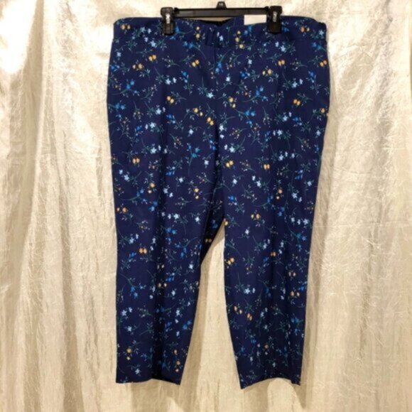 Blue Floral Cropped Capri Pants Size 3X Jules & Leopold - Picture 2 of 8